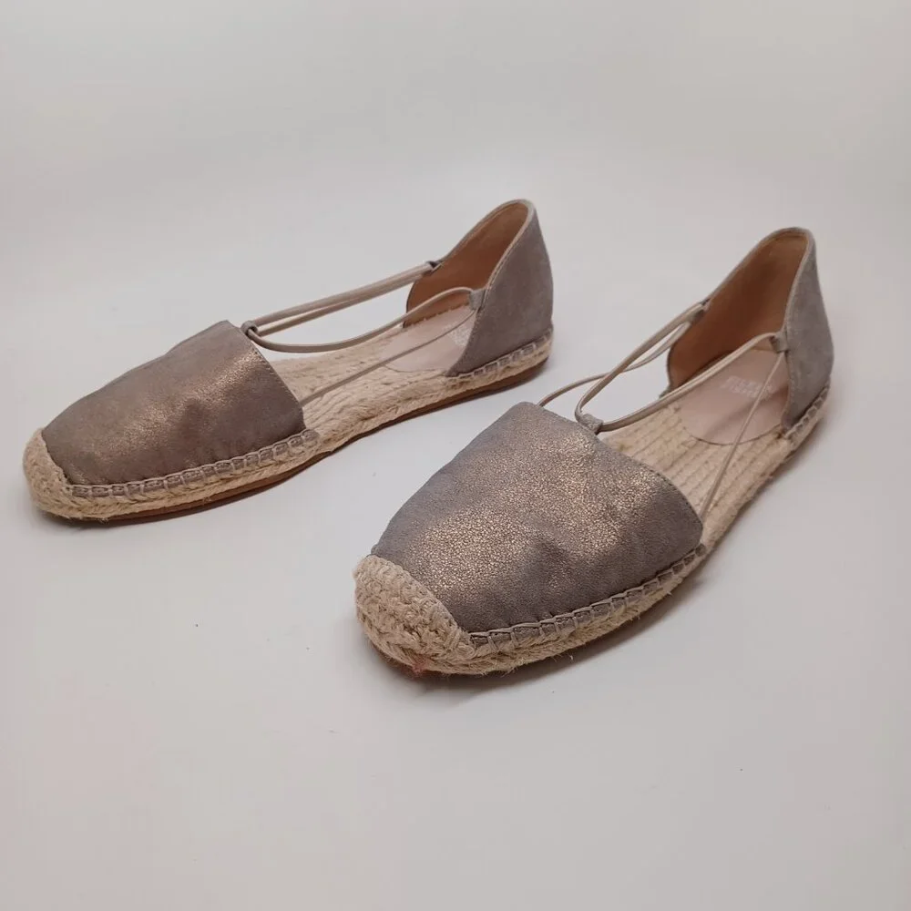 Eileen Fisher Espadrille Flats Lee‎ Metallic Leather Sandals Womens 9